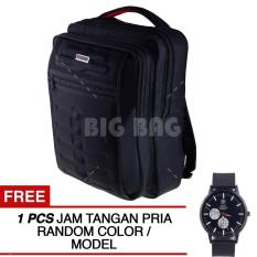 Tas Ransel Gress Emboss Infinity Tas Laptop Backpack - Hitam + FREE Jam Tangan Pria Random Model Tas Pria Tas Kerja Tas Messenger Tas Slempang Tas Fashion Pria