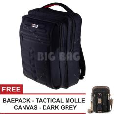 Tas Ransel Gress Emboss Infinity Tas Laptop Backpack - Hitam + FREE Tas Selempang Baepack Tactical Molle CANVAS - Dark Grey Tas Kerja Tas Messenger Tas Slempang Tas Fashion Pria
