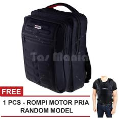 Tas Ransel Gress Emboss Tas Laptop Backpack - Hitam + FREE Rompi Motor Pria Random Model Tas Pria Tas Kerja Tas Fashion Pria