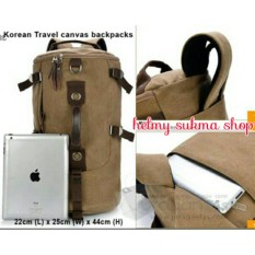 Tas Ransel Kanvas 3 In 1 Krem (Tas Kanvas-Mugu-Ada Ruang Laptop-Tas Tabung-Tas Multifungsi-Bisa Ransel-Selempang-Tenteng/Jinjing-Tas Sekolah-Kuliah-Santai-Tas Pria/Wanita)