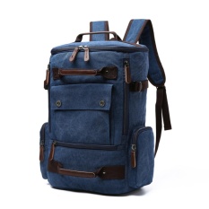 Tas ransel kanvas Tas punggung pria Tas santai Tas sekolah Tas kuliah Tas kerja Tas punggung biru navy