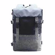 Tas Ransel Korea Unisex Import Design 17 Inchi 5010-17 Polyester Canvas - Black + Raincover