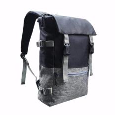 Tas Ransel Korea Unisex Import Design 17 Inchi 5010-17 Polyester Canvas - Black + Raincover