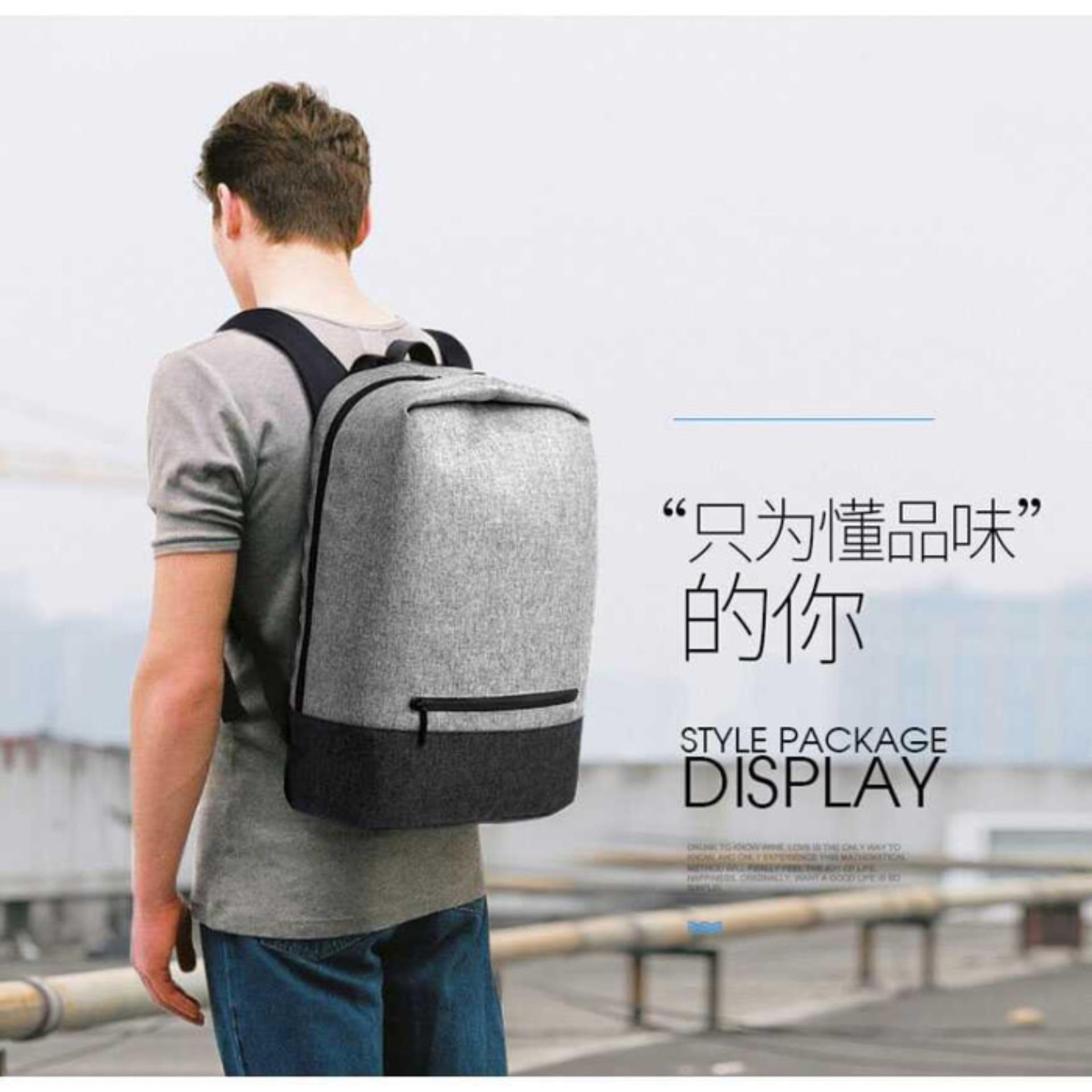  Tas Ransel Laptop Backpack + USB Charger Port up to 15.6 inch