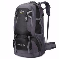 Tas Ransel Mountaineering 60L Camping Naik Gunung Adventure Outdoor Travel Backpacker Waterproof Travelling Survival Backpack Tas Bahu Carrier Bag Travel Mudik Sekolah Kuliah Kerja Resleting Kuat Banyak Slot Material Nylon Anti Air s0040 - Black