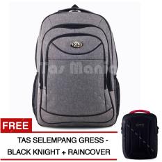 Tas Ransel Petal Premium CX-029 Tas Laptop Backpack - LIGHT GREY + Raincover + FREE Tas Selempang Gress Black Knight Tas Pria Tas Kerja Tas Messenger Tas Slempang Tas Fashion Pria