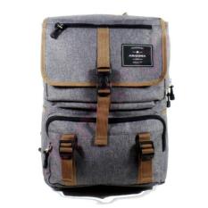 Tas Ransel Pria Arizona style Vintage Design - 17 Inchi 1504-17 ZV Polyester Canvas - Grey +RainCover Waterprooff