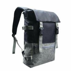 Backpack Tas Ransel Pria Korean Unisex Import Design 17 Inchi 2914-17 ZV Polyester Canvas - Black + Raincover Waterprooff