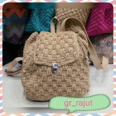 Tas Ransel Rajut Wanita Motif Anyaman