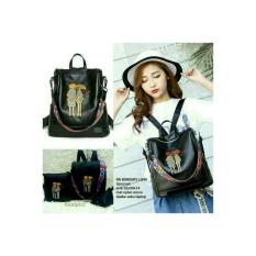 tas ransel selempang paket set wanita bagpack hitam unik remaja anak