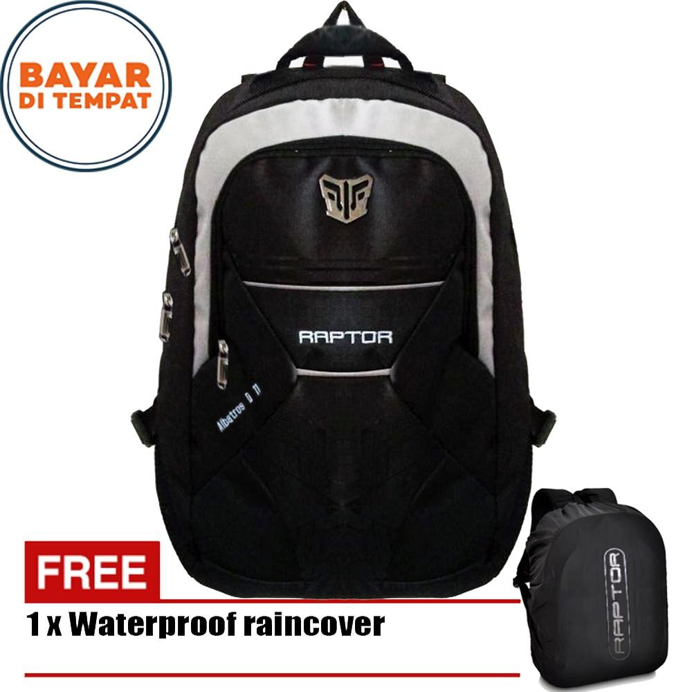 Tas Ransel Tas Laptop Tas Punggung Raptor 6036 Polyester Nylon Waterproof Original - Black + Raincover