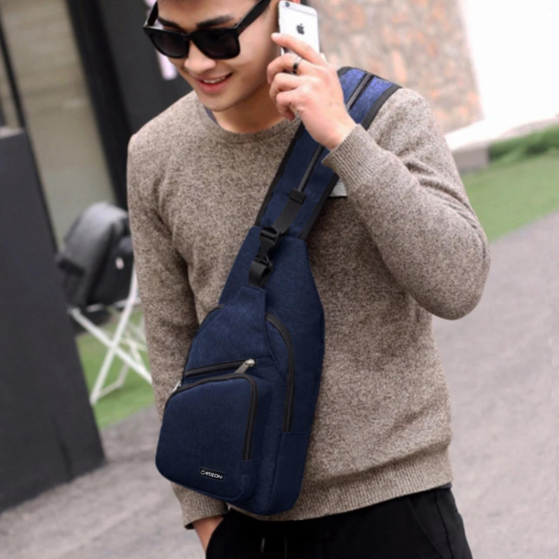 Tas Ransel Tas Waistbag Tas Selempang Tas Gadget Carboni Size 10 Inchi Bisa Ransel Tali Satu Dan Ransel Tali Dua - Dark Blue