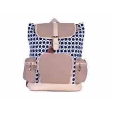 Tas Ransel Wanita CM 1004-Laptop Case-Murah Berkualitas (Navy Blue Polka Comb Cream)