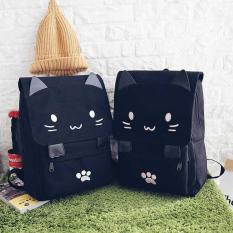 Rimas Tas Ransel Wanita Model Cat Cartoon - Black / Hitam Bag Backpack Kucing Lucu Unik Berkualitas