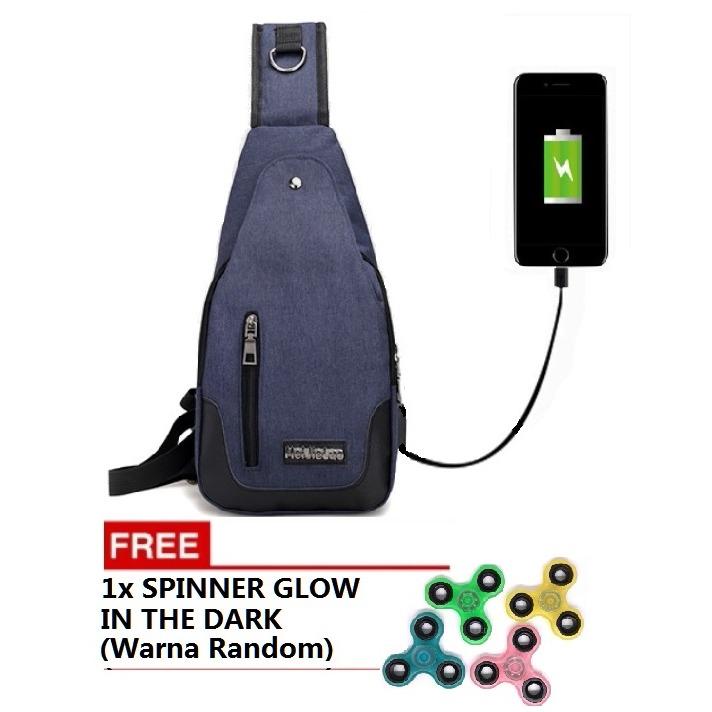Tas Selempang Bahu #033 Sling Cross Body Chest Bag Pria Wanita FREE SPINNER GLOW 