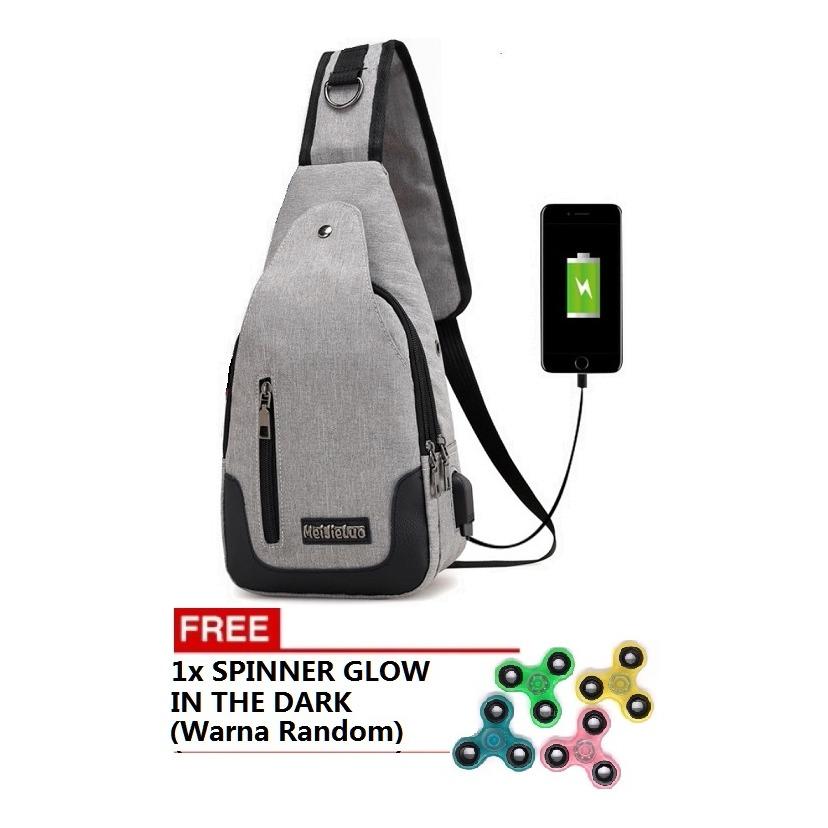 Tas Selempang Bahu #033 Sling Cross Body Chest Bag Pria Wanita FREE SPINNER GLOW 