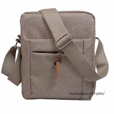 Tas Selempang Kanvas Pria /Sling Bag / Tas Slempang Cowok ( 3P Slempang Kanvas ) - Brown