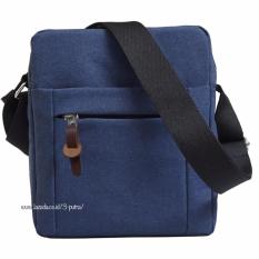 Tas Selempang Kanvas Pria /Sling Bag / Tas Slempang Cowok ( 3P Slempang Kanvas ) - Dark Blue