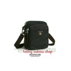 Tas Selempang Kecil Kanvas Mugu 5017 Hitam (Dompet Hp Buat Di Ikat Pinggang/Sabuk/Belt/Gesper-Tas Hp-Tas Mini-Tas Fashion-Tas Santai-Tas Kanvas-Tas Sling-Tas Pria-Tas Wanita)