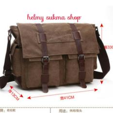 Tas Selempang Laptop Kanvas Mugu 8168 Coklat (Tas Pria-Tas Wanita-Tas Sekolah-Tas Kuliah-Tas Kerja-Tas Santai-Tas Baju/Pakaian-Tas Bahan)