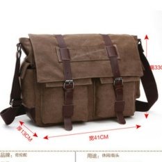 Tas Selempang Laptop Kanvas - Zou Lun Duo 8168 [Coklat] - Tas Kerja - Tas Kuliah - Tas Sekolah