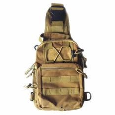 Tas Selempang Outdoor Military Tactical Duffel Backpack Bodypack Pria Men Sling Bags Tas Bahu Slempang Shoulder Bag Bahan Kuat Ringan Kerja Sekolah Kuliah Travel Stylish Banyak Kantong Sekat Space Besar Buku iPad Smartphone Handphone Dompet K026 - Coklat