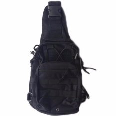 Tas Selempang Outdoor Military Tactical Duffel Backpack Bodypack Pria Men Sling Bags Tas Bahu Slempang Shoulder Bag Bahan Kuat Ringan Kerja Sekolah Kuliah Travel Stylish Banyak Kantong Sekat Space Besar Buku iPad Smartphone Handphone Dompet K026 - Hitam