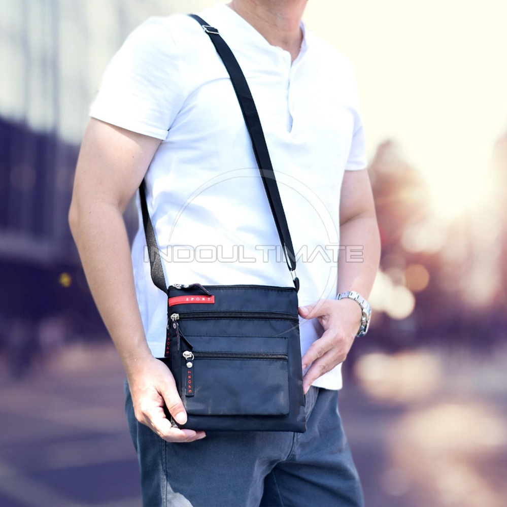 JUAL Pelangi tas Zig zag Tas Slempang Pria Chest Bag Crossbody 2 in Tas Selempang Pria Sport Double Unik Outdoor Import Uni Slempang Sling