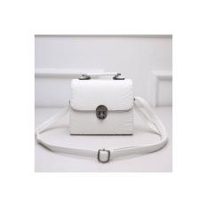 TAS SELEMPANG PUTIH POLOS WANITA KULIT TIMBUL CROCO MINI LUCU KEREN