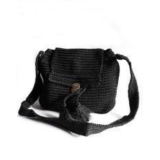 Tas Selempang Rajut Polos Hitam