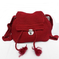 Tas Selempang Rajut Polos Merah Maroon
