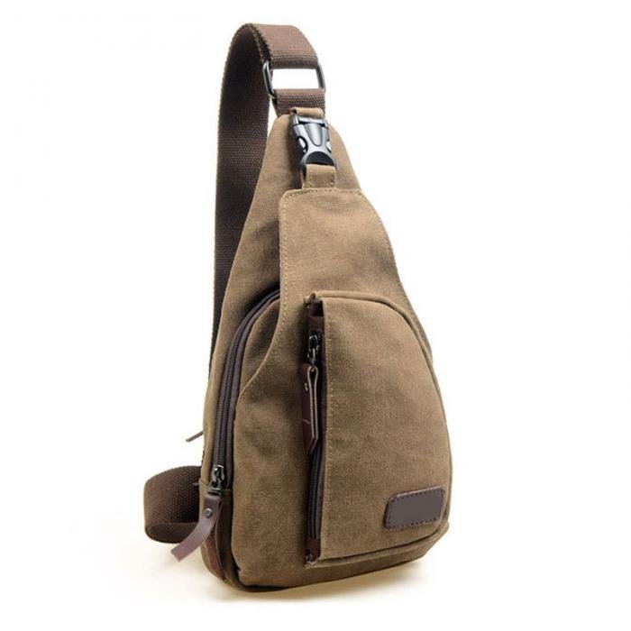 Tas Selempang Slempang Pria Impor Import Slingbag Canvas Kanvas Besar - Brown