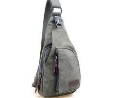 CH1 BIG Tas Selempang Slempang Pria Impor Import Slingbag Canvas Kanvas Besar - Abu abu