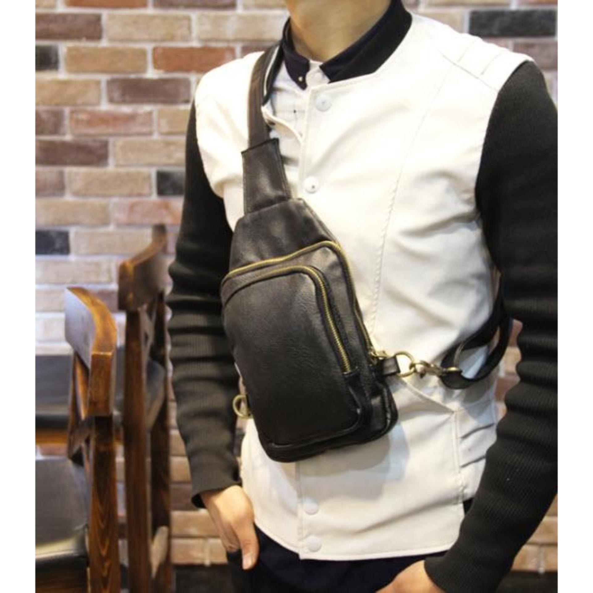 Tas Selempang Slempang Pria Kulit Premium/Sling Bag import
