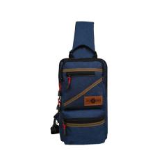 Tas Selempang Zig-Zag Canvas Polyester Pria 006A-10 Inchi 2 in 1 Selempang - Jinjing - Biru Original