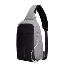 Tas Slempang Anti Maling Non USB With Port Earphone Waterproof - Abu