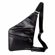 Tas Slempang Anti Maling ( Anti Thief ) Messenger Bags Sling Bags Leather Fashion ( 3P Fashion Leather Sling Bag ) - Black