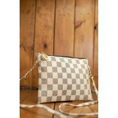 Tas slempang wanita kotak -kotak putih / tas slempang import /dompet slempang /tas wanita murah