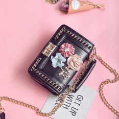 Tas Ran Wanita Bunga Modern Eropa dan Amerika (Hitam)