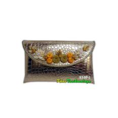 Tas Undangan/Kondangan Clutch Pandan bahan sintetis Gold