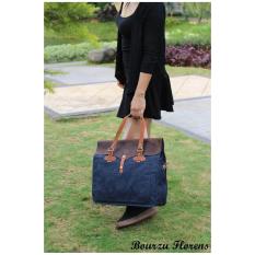 Tas Wanita Bourzu Florens 2In1 Tas Selempang Dan Bahu Kanvas Kombinasi Kulit Asli - Promo Terbatas