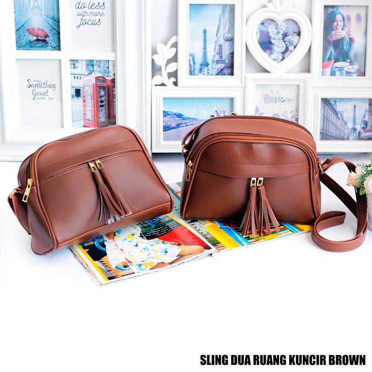 Tas Wanita Dua Ruang Kuncir Cantik dan Simple - Brown