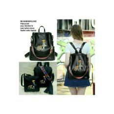 tas wanita hitam ransel backpack korea paket selempang slingbag unik