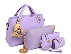 Tas Wanita - Kulit Buaya PU Faux Leather Tote Shoulder Hand Bags (Set of 5) - UNGU