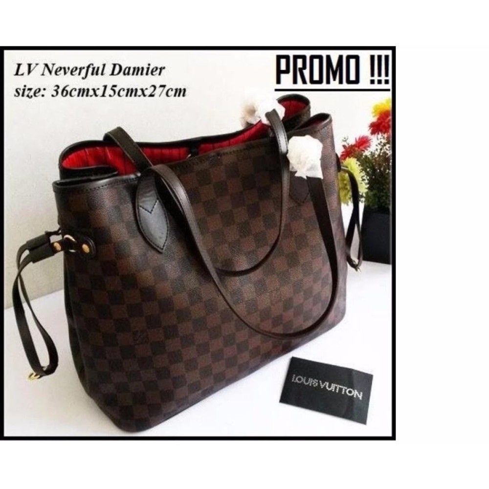 Tas Wanita LV Neverfull Damier Import