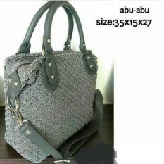 Tas Wanita Rajut Handbag Fashion Rose Grey Handmade Asli Jogja