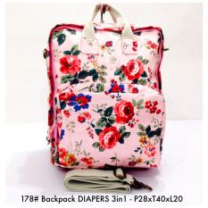Tas Wanita Ransel Fashion Backpack DIAPERS 3in 1 178 - 11Pink Floral