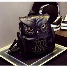 Tas Wanita Ransel Kulit Wanita Model Cute Owl - Black