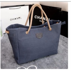 Korean Fashion Style Tas Wanita Batam Tote Bag Canvas Korea Import - Blue