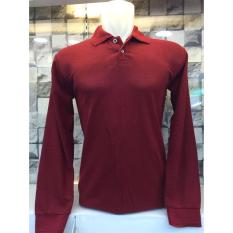 TBK fashion - Kaos Berkerah Polo Shirt Polos M L XL Lengan Panjang Atasan Pria Cowo Lacos Fashion Simple Keren Formal Casual Bagus Murah Elegant - Merah Maroon
